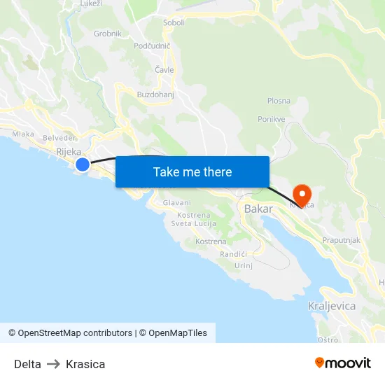 Delta to Krasica map