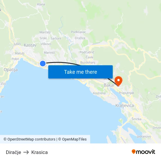 Diračje to Krasica map