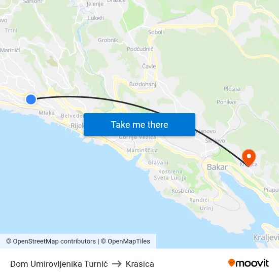 Dom Umirovljenika Turnić to Krasica map