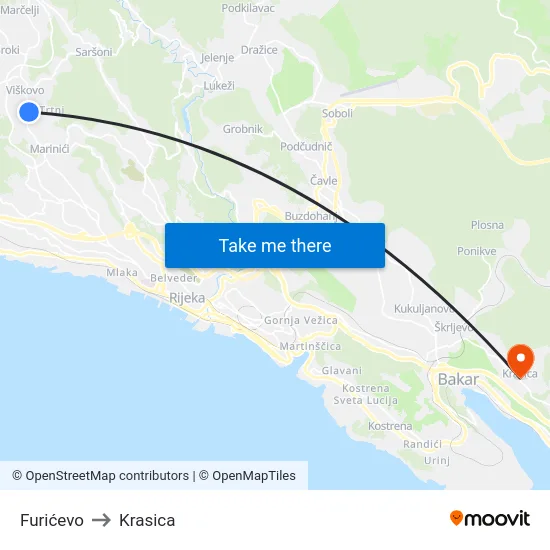 Furićevo to Krasica map