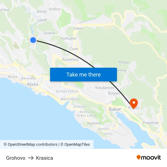 Grohovo to Krasica map