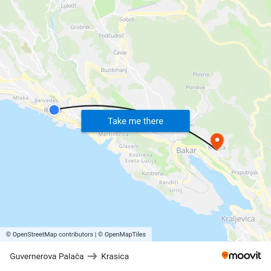 Guvernerova Palača to Krasica map