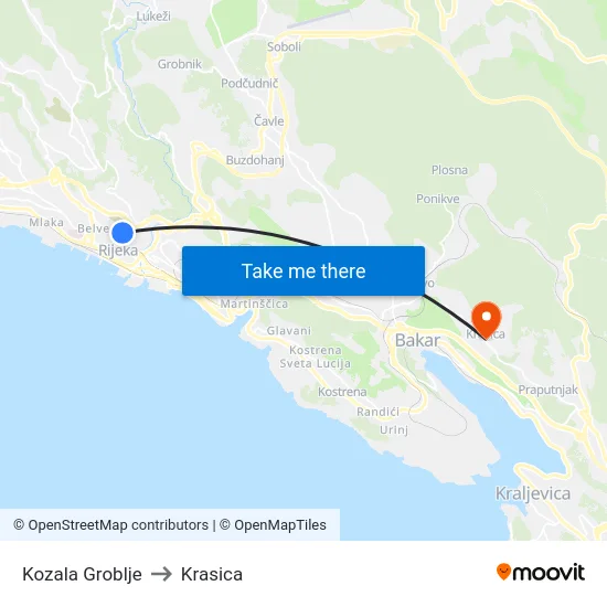 Kozala Groblje to Krasica map