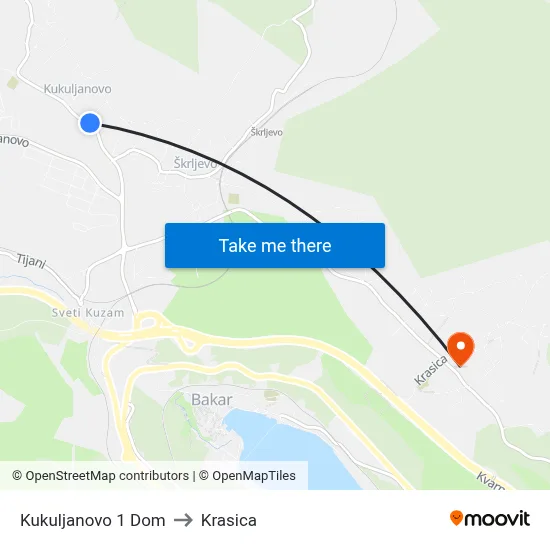 Kukuljanovo 1 Dom to Krasica map