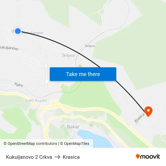 Kukuljanovo 2 Crkva to Krasica map