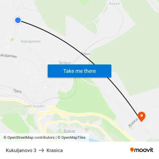 Kukuljanovo 3 to Krasica map
