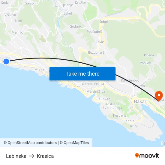 Labinska to Krasica map