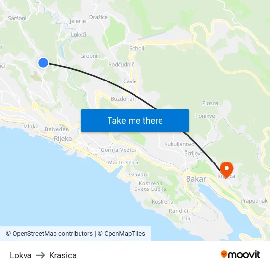Lokva to Krasica map