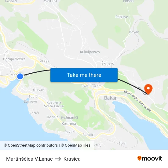 Martinšćica V.Lenac to Krasica map