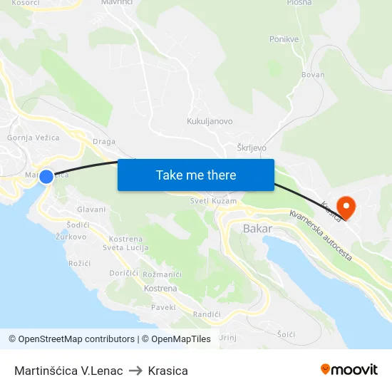 Martinšćica V.Lenac to Krasica map