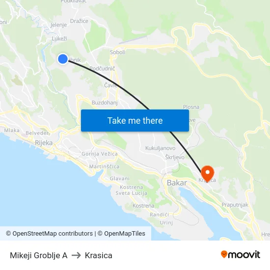 Mikeji Groblje A to Krasica map