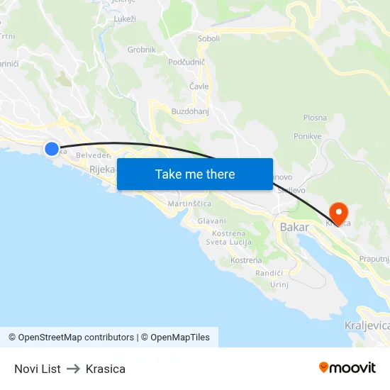 Novi List to Krasica map