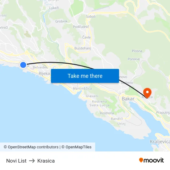 Novi List to Krasica map