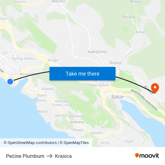 Pećine Plumbum to Krasica map