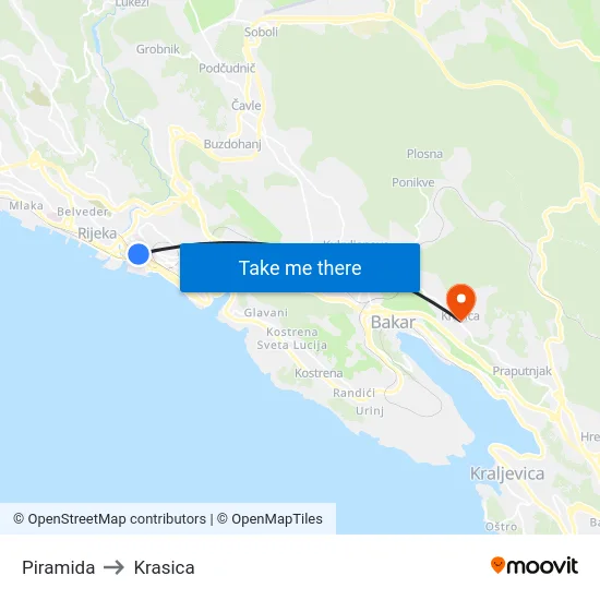 Piramida to Krasica map