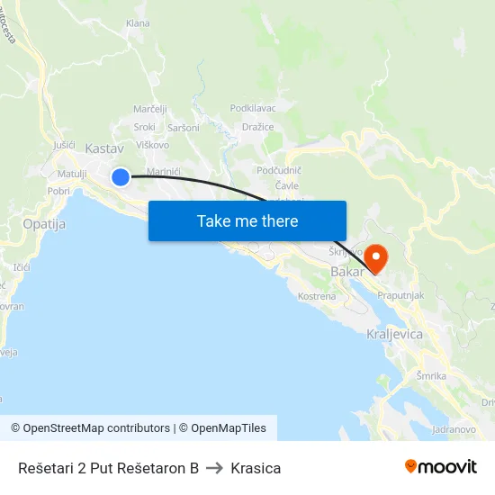 Rešetari 2 Put Rešetaron B to Krasica map
