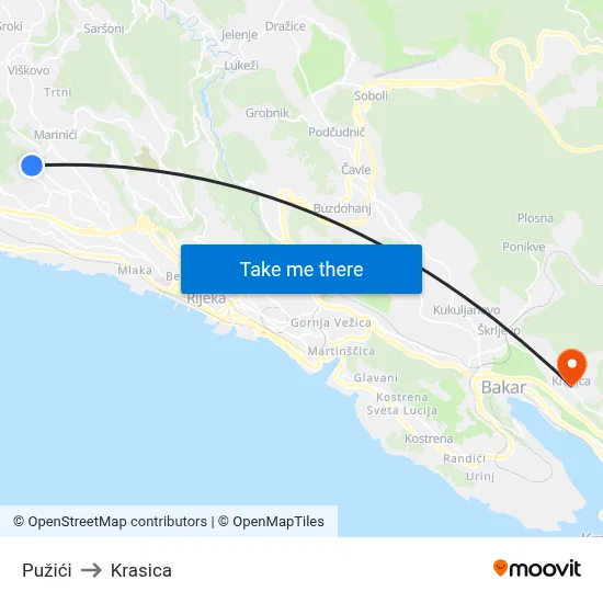 Pužići to Krasica map