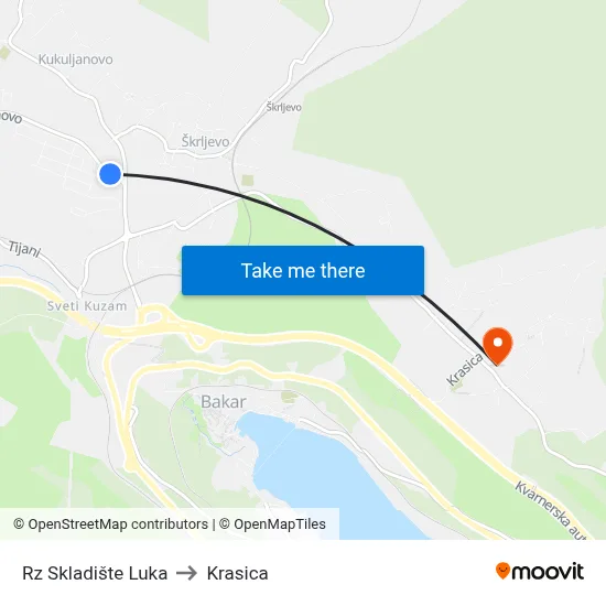 Rz Skladište Luka to Krasica map