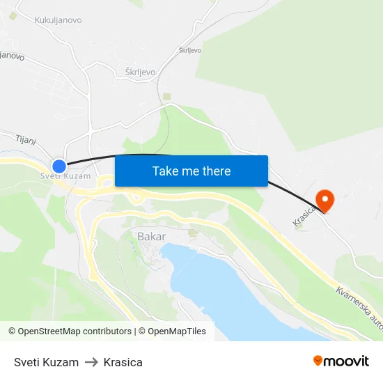 Sveti Kuzam to Krasica map