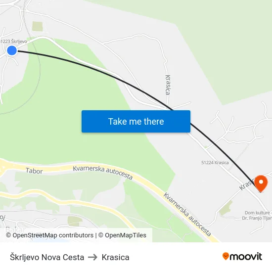Škrljevo Nova Cesta to Krasica map