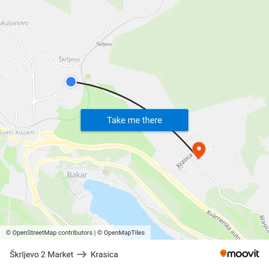 Škrljevo 2 Market to Krasica map