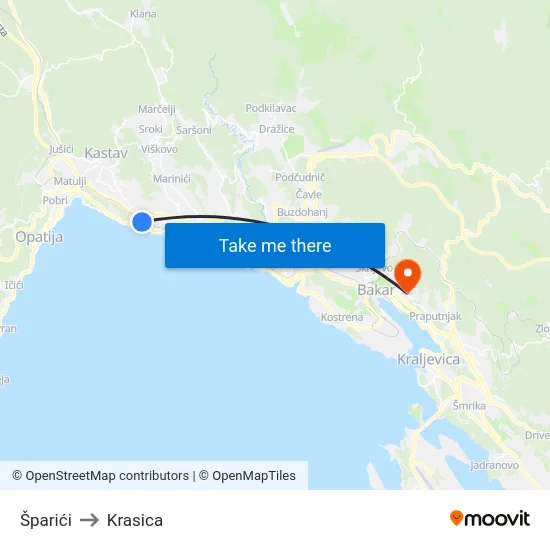 Šparići to Krasica map