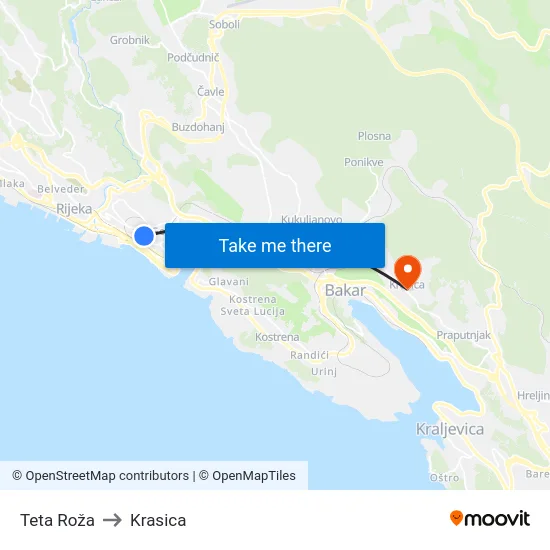Teta Roža to Krasica map
