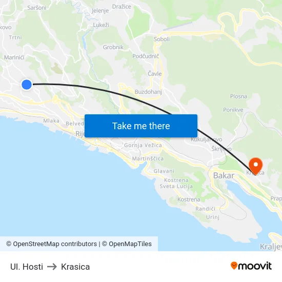 Ul. Hosti to Krasica map