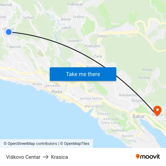 Viškovo Centar to Krasica map