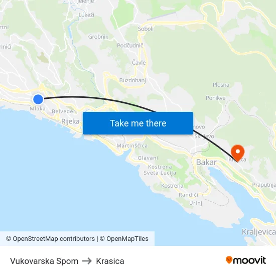Vukovarska Spom to Krasica map