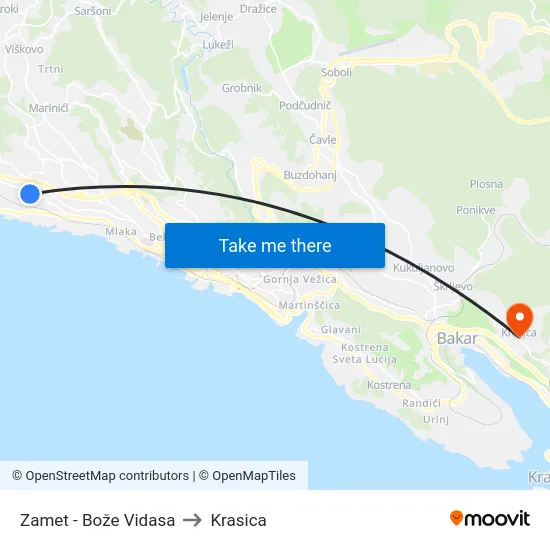 Zamet - Bože Vidasa to Krasica map