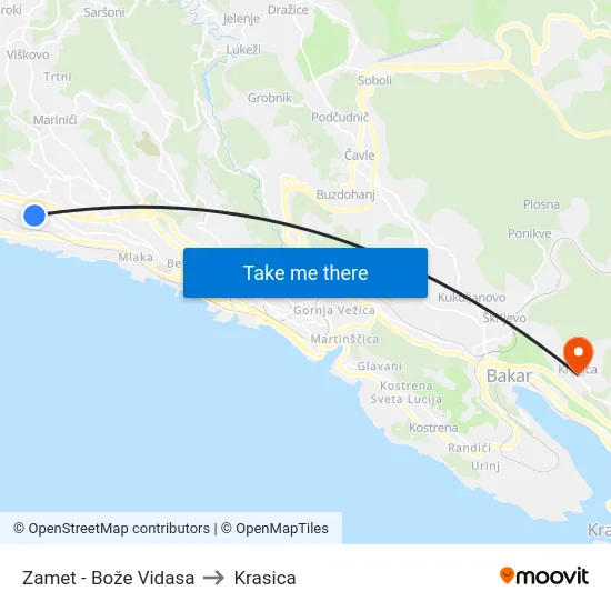 Zamet - Bože Vidasa to Krasica map