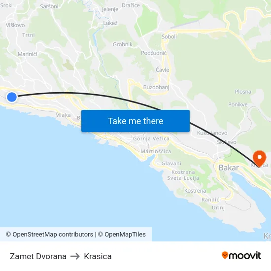 Zamet  Dvorana to Krasica map