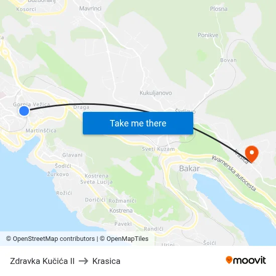 Zdravka Kučića II to Krasica map