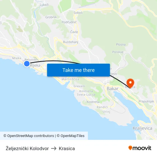 Željeznički Kolodvor to Krasica map