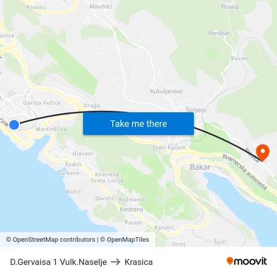 D.Gervaisa 1 Vulk.Naselje to Krasica map