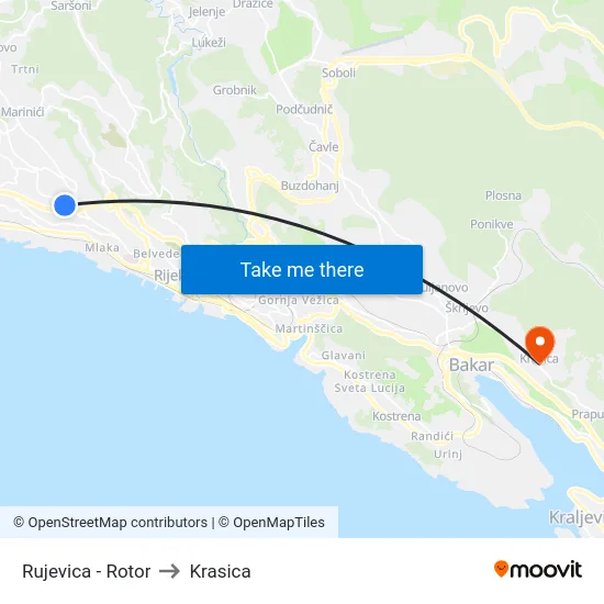 Rujevica - Rotor to Krasica map