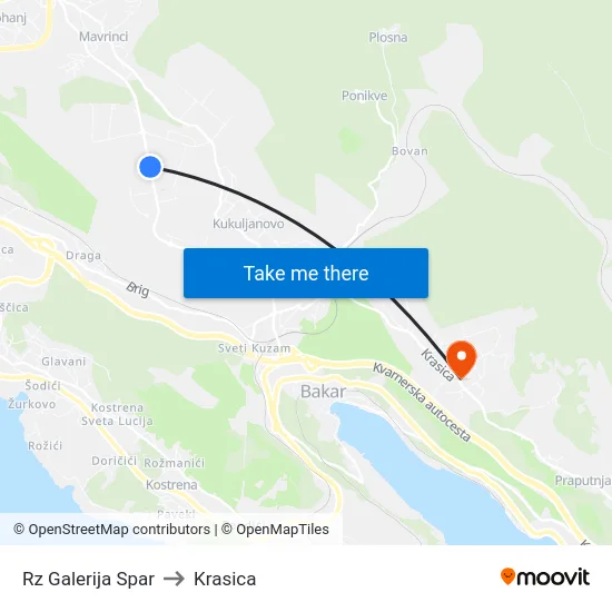 Rz Galerija Spar to Krasica map