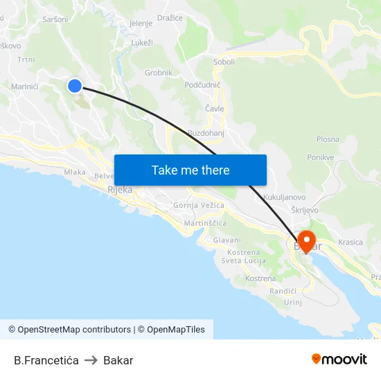 B.Francetića to Bakar map