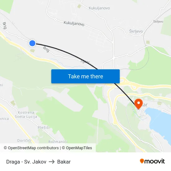 Draga - Sv. Jakov to Bakar map