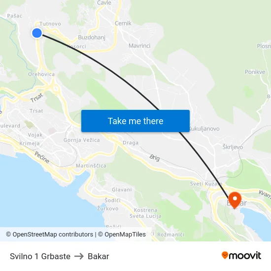 Svilno 1  Grbaste to Bakar map