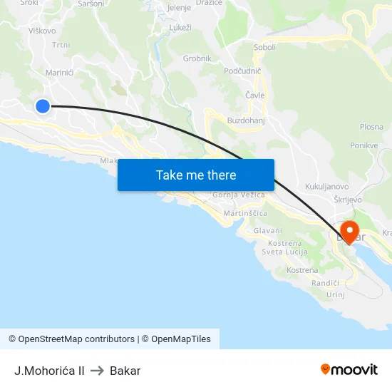 J.Mohorića II to Bakar map