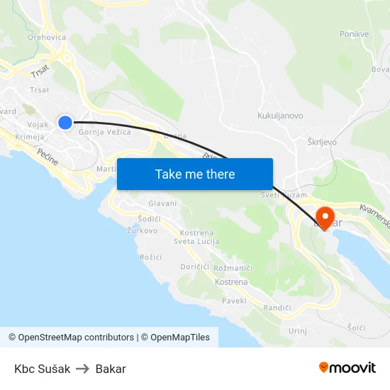 Kbc Sušak to Bakar map