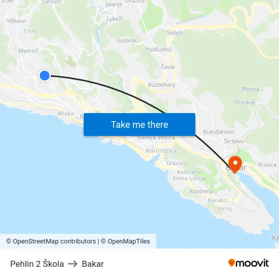 Pehlin 2 Škola to Bakar map