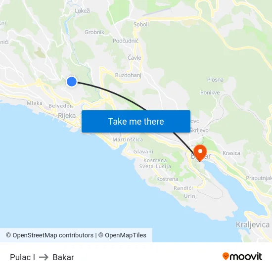 Pulac I to Bakar map