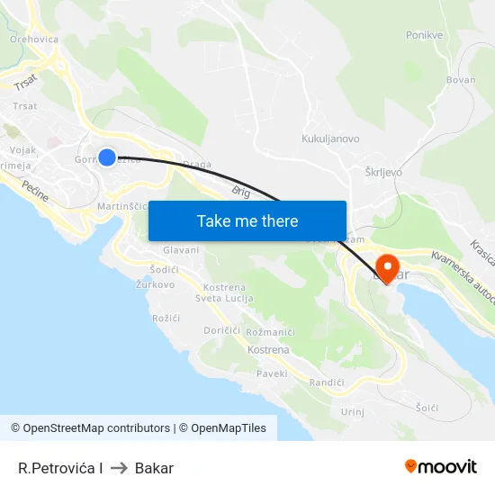 R.Petrovića I to Bakar map