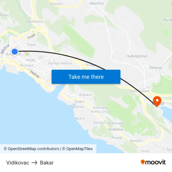 Vidikovac to Bakar map