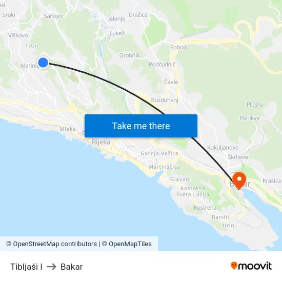 Tibljaši I to Bakar map