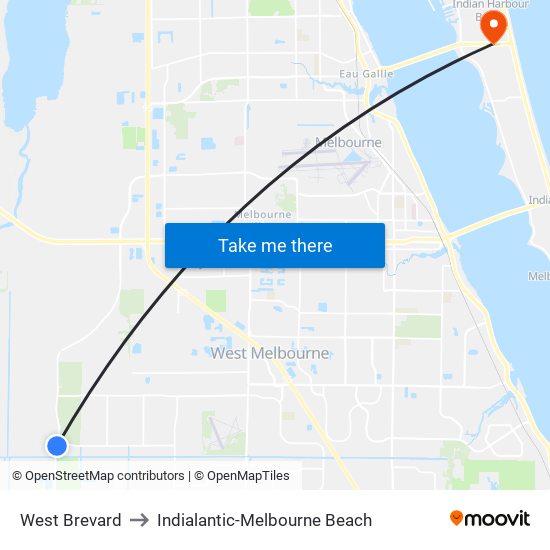 West Brevard to Indialantic-Melbourne Beach map