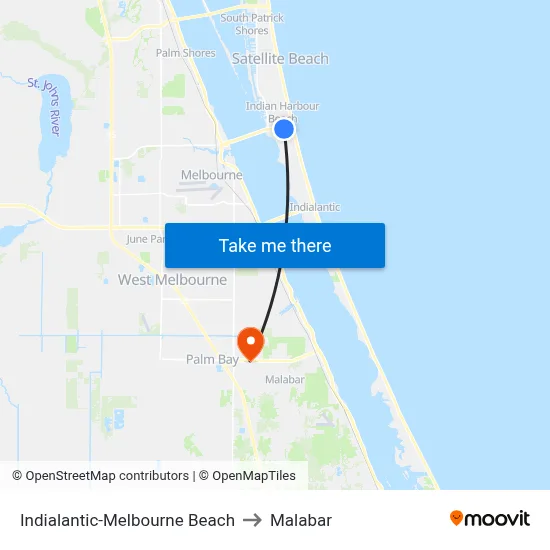 Indialantic-Melbourne Beach to Malabar map